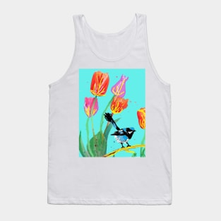 Abstract Blue Wren Watercolor Painting Tank Top